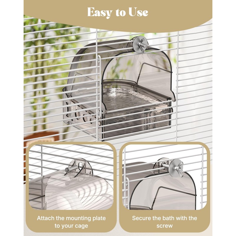 Pawfly Bird Bath for Cage, Parakeet Bath, Parakeet Bird Bath,