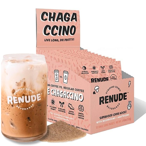 Renude Chagaccino - Chaga Mushroom Powder, Mushroom Coffee Drink Mix