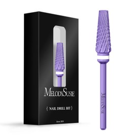 MelodySusie Upgrade 5 in 1 Nail Drill Bits, 3/32'' Carbide Tungsten Multi-Function Mixed Sizes Edition, Suitable for Manicure Pedicure Cuticle Gel Polishing, Professional Advanced Bits, Purple