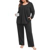 POSESHE Womens Plus Size Black Pajama Sets Plus Size Loungewear