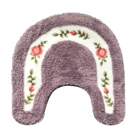BIKHYY Rose Flower Rugs Soft Shaggy Non Slip Bathroom Rugs U-Shaped Floral Toilet Bath Shower Mat Kitchen Mat Door Mat Rug 50x50cm, Purple