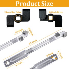 Wrench Extender Tool Bar, Universal Wrench Extension Tool Adaptor for Hard to Reach Areas, Extra Long 13.4Inch Torque Adaptor Wrenches Extension for Mechanics and Automotive Repairs with 1/2 Inch Hole