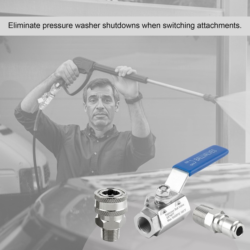 Raincovo Ball Valve Pressure Washer for Hot Water, Stainless Steel,