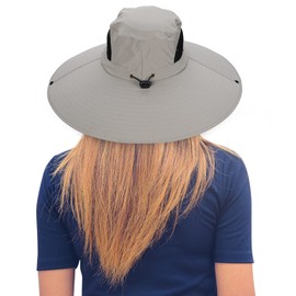 Leotruny Women Super Wide Brim Sun Hat UPF50+ Waterproof Bucket Hat for Fishing, Hiking, Camping (C02-light Grey)