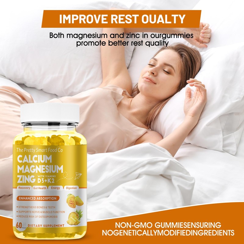 Calcium Magnesium Zinc Gummies with Vitamin D3 & K2 for