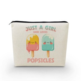 YULUENZE Popsicles Presents Popsicle Christmas Birthday Presents Just Love Popsicles Canvas Makeup Bag Funny Popsicle Birthday Presents for Popsicle Lovers Women Friends