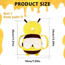 Jisrcha Baby Head Protection, Baby Head Protection Fall Protection Backpack with Knee Pads for Crawling, Baby Crawling Aid for 4-24 Months Children Learning to Crawl and Run, Bee-Shaped