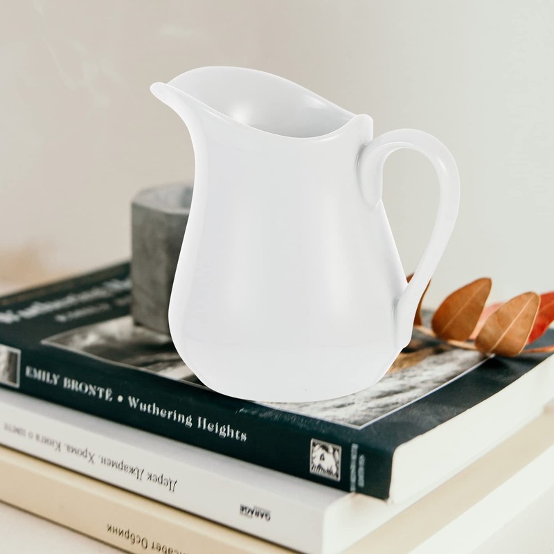 White Ceramic Creamer with Handle Coffee Milk Creamer Pitcher Serving