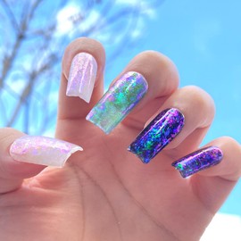 FNNZ Unicorn Chameleon Flake, Aurora Unichrome Mermaid Iridescent Nail Foil Confetti Opal Nail Art Glitter Sequins Decoration for Home DIY Nail Salon Manicure - Mystical Forest