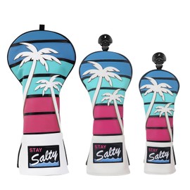 mytag Tropical Coconut Tree Golf Head Covers for Woods and Driver 3 Pack, Driver Fairway Wood Hybrid Headcovers