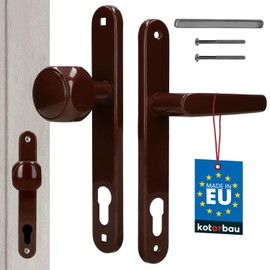KOTARBAU® Door Knob 90 mm Brown Door Handle PZ Long Plate Set Door Knob Door Handle Set Room Door Fitting Door Fittings Interior Doors Door Handle Set Aluminium Insert
