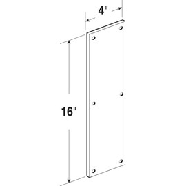 Prime-Line J 4580 Door Push Plate, 4 In. X 16 In., Polished Brass (Single Pack)
