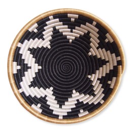 African Basket- Chwele/Rwanda Basket/Woven Bowl/Sisal & Sweetgrass Basket/Black, White, Tan