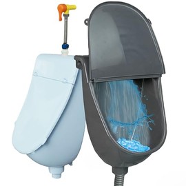 Wall Mounted Commercial Urinal With Hinged Cover Bathroom Washout Urinal for Men Plastic Urinals for Men Toilet Waterless Urinal Garage Urinal Urine Diverter Outdoor Urinal For Home Shed Backyard RV