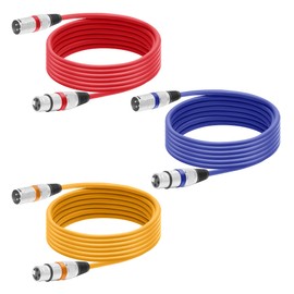 Rivama XLR Cables - 3 Pack 6 Feet Multicolor Balanced Microphone Cables 3 Pin Male to Female XLR Cable Mic Cord for Mixers,Microphones,Speakers