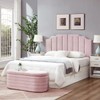 24KF Pink Teddy Fabric Tufted for Queen Upholstered Headboard, Modern