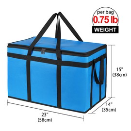 Bodaon 3-Pack Insulated Food Delivery Bag for Hot and Cold Meal, XXXL, Grocery Tote Insulation Bag for Catering, Large Pizza Warmer, Blue