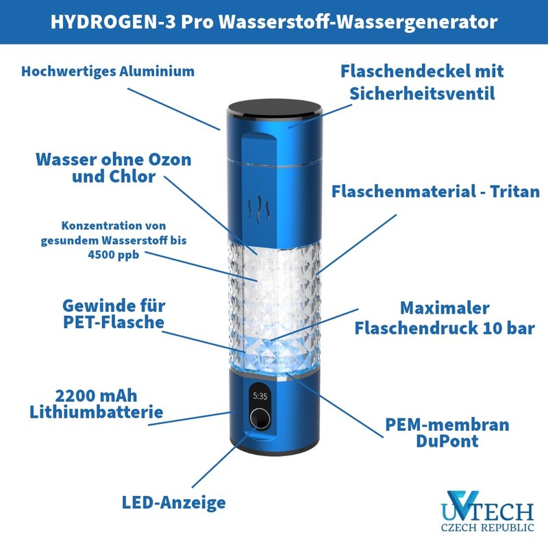 Hydrogen-3 Pro Original Hydrogen Water Generator 250 ml DuPont® PEM