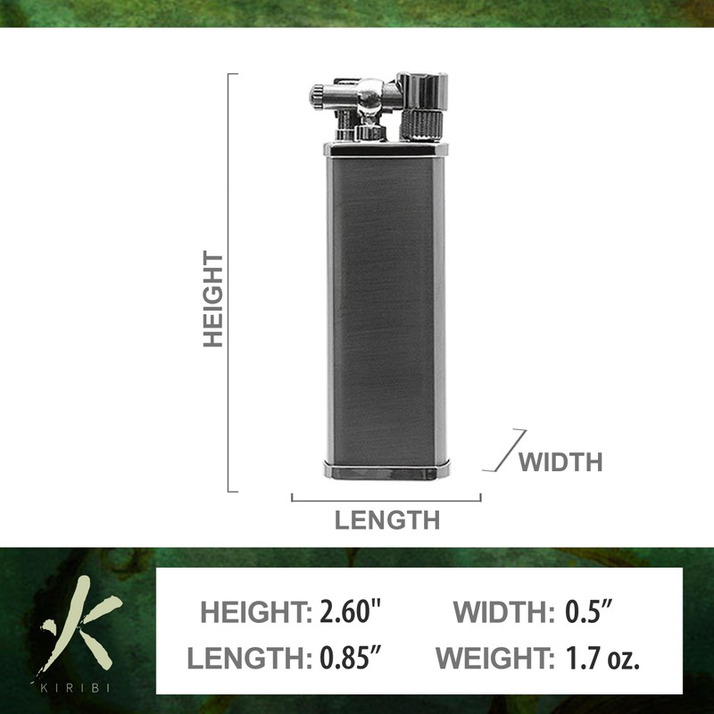 Kenshi Japanese Pipe Lighter - Refillable, Angled & Adjustable Soft-Flame,