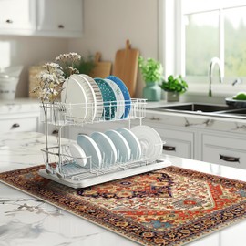 Drying Matt Kitchen Counter,Coffee Bar Mat,Reusable Dish Drying Mat,Gift for Mom,Hostess Dish Rack Mat,Pioneer Woman,Vintage Kitchen Accessories 12"x20"