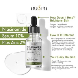 Niacinamide Serum 10% High Strength, Vitamin and Mineral and Blemish Formula