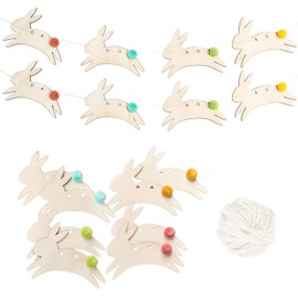 Papierdrachen Wall Garland Easter – Wooden Easter Decoration – Simple and Night Lasting – Colourful Easter – with Pompoms – Set 1