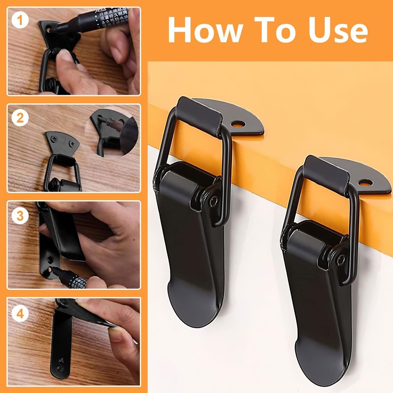 Black Spring Hasp, 10 Pcs Stainless Steel Spring Hasp, Toggle