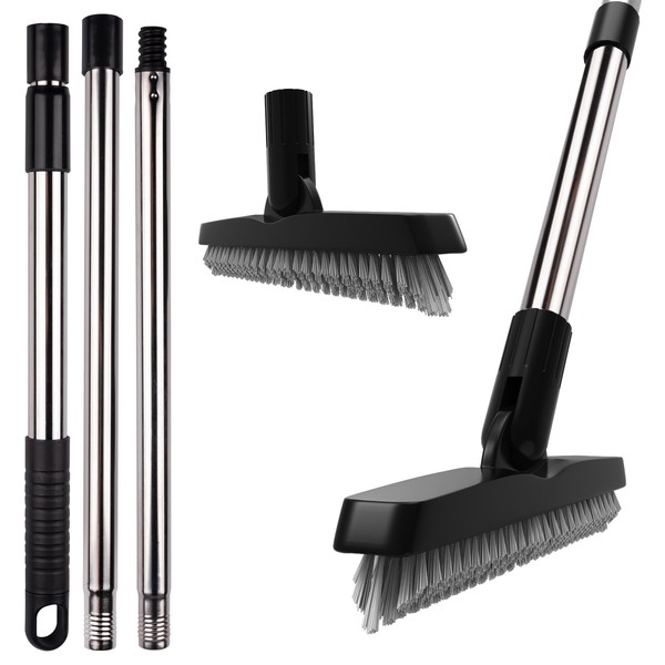 ITTAHO 2 Pack Grout Brush with Long Handle, Swivel Cleaning