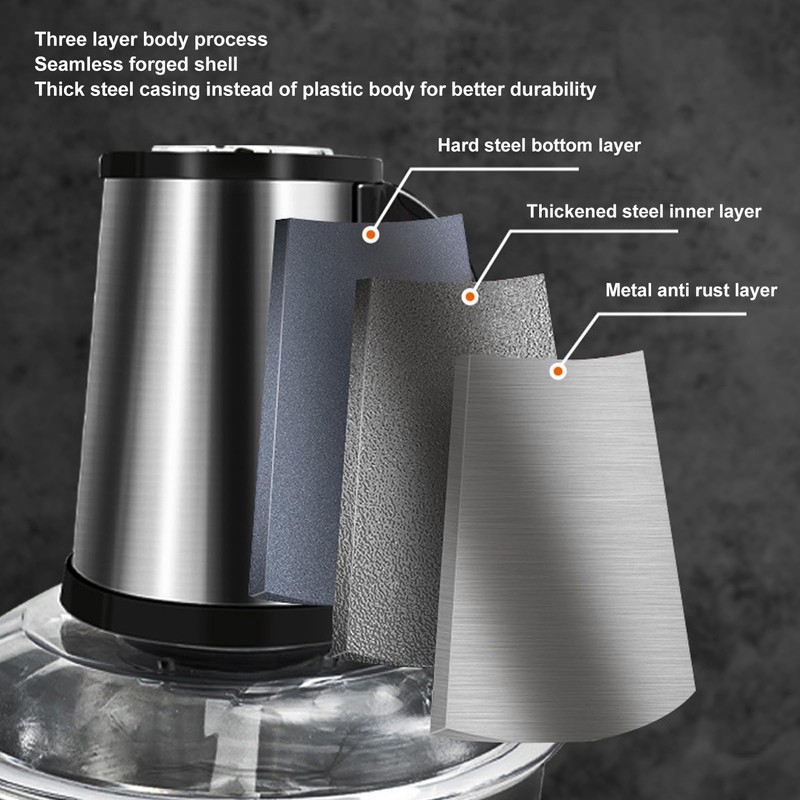 Stainless Steel Food Processor 5L High Capacity Electric Chopper for