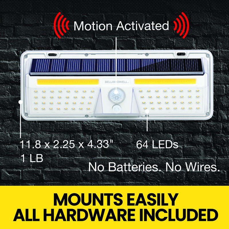 Bell+Howell Bionic Solar Security Light XL, Solar Outdoor Lights Waterproof,