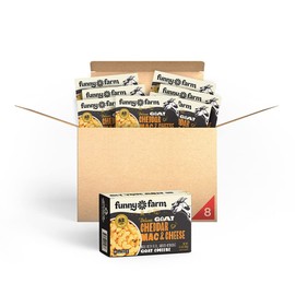 Funny Farm A2 Milk Macaroni and Cheese (Case of 8) | Cheddar Cheese Flavor Deluxe Mac and Cheese - Goat Cheese Mac & Cheese Dinner | A2 Goat Milk Cheese Pasta Sauce Packet - no dry cheese mixing!