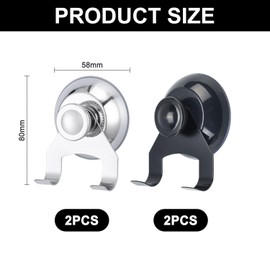 4-Piece Suction Cup Hooks, Stainless Steel Hooks, Bathroom Hooks Without Punching, Reusable Hooks, Wall Hooks