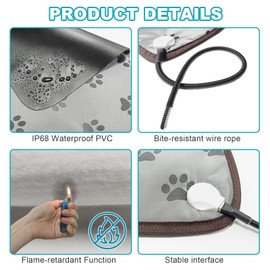 RC SLL Large Dog Heating Pad, Electric Heating Pad for Dogs, Waterproof Heated Dog Bed, Whelping Heat Pad, Dog Beds for Indoor Dogs (Grey, 34 * 21 in)