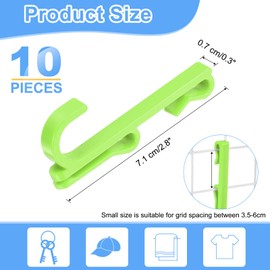 sourcing map 10 Grid Wall Hooks, 2.8 Inch Grid Wall Panel Plastic Utility Hook, Shelf Hooks for Garage Store Warehouse Shop Home Hanging, Green