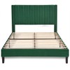 SHA CERLIN Queen Size Bed Frame, Velvet Upholstered Platform Bed Frame with Headboard, Strong Wood Slats Support, Mattress Foundation, No Box Spring Needed, Green