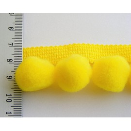 XL 2cm Pom Pom Bobble Trim Fringe Pompom Trimming Cushions Curtains Home Decor Sewing Craft Projects - Sold by The Metre - Yellow