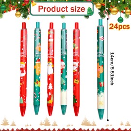 DTXYBC Christmas Ballpoint Pens, Pack of 24 Christmas Pens, 0.5 mm Print Christmas Ballpoint Pen, Perfect as Christmas Gifts for Students, Children and Colleagues