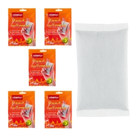 Relaxdays Hand Warmers, 5 Pairs, Air Activated, 10 Hours of Heat, Glove & Pocket Warmer, Disposable, Heat Pads Hands, White