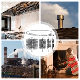 Pizza Oven Brush, Reusable Stove Pipe Brush Set, 30/50/80/150 mm with 1 m Steel Wire for Chimney, Fireplace, Stove Pipe, Flue Pipe, Cleaning Pack of 5
