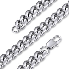 GOLDCHIC JEWELRY Stainless Steel Compact Cuba Chains Classic Men's Chains in Width 6/10/14 mm, Stainless Steel Compact Cuba Chains for Men with Silver/Gold/Black 3 Colours, Various Lengths 46-76 cm,