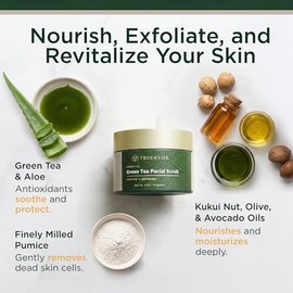 TREE OF LIFE BEAUTY ToLB exfoliante facial exfoliante – 70% orgánico – Limpiador facial antioxidante con té verde/té blanco y otros ingredientes naturales y orgánicos''Super''