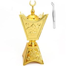 BEYLAB Incense Burner, Frankincense Charcoal Incense Stand, Bakhoor Burner Holder, Ideal for Aromatherapy, Yoga and Spa, Home and Christian Church Censer (Gold-Four Corners)