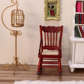 Dollhouse Chairs 2PCS Miniature Rocking Chair 1:12 Scale Wooden Furniture Accessories