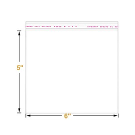 200 Pack 6" x 5" Thick Clear Resealable Self Seal Cellophane Plastic Bags Adhesive Cello Poly Bag For Packaging Bakery Cookie Candy Photos Cards Gift