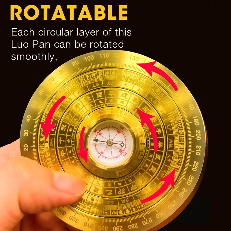 Feng Shui Golden Compass, Solid Brass Bagua Feng Shui Luo