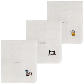 COTONOHA Japanese Kaya-Weave Dishcloth Set – Reusable and Quick-Drying Kitchen Towels with Embroidered Designs, Made in Japan, 3-Pack, 11.8 x 11.8 Inches (Pattern C)