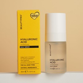 BEAUTYPRO HYALURONIC ACID Serum Daily Face Cream Anti-Ageing Hydrating Antioxidant Anti-Inflammatory Natural Vegan Skincare 100% Plant Based Soybean & Chamomile Multi Award Winning Brand 30ml