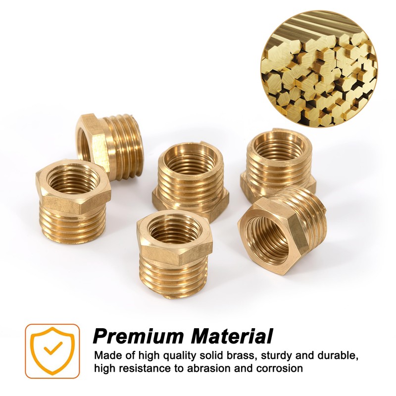Brass Reducer, 1/4 Inch Male Thread x 1/8 Inch Female