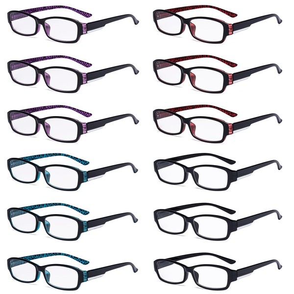 Eyekepper 12 Pcak Patterned Temples Reading Glasses Retro Readers Women