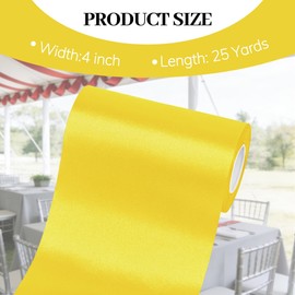 Yamkim Wide Yellow Satin Ribbon 4 Inch X 25 Yards Solid Fabric Ribbon for Cutting Ceremony Kit Grand Opening Wedding Birthday Party Decoration Bows Chair Sash